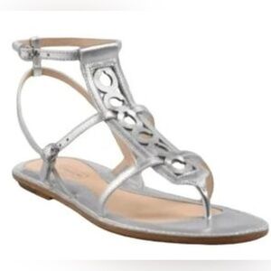 Women’s Silver T-Strap Gladiator Sandals